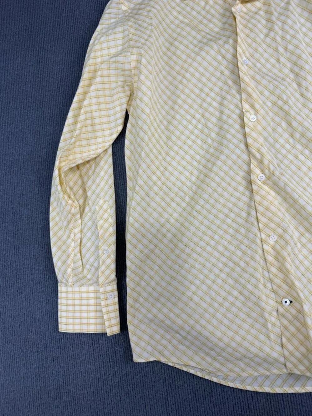 Banana Republic Mens Yellow & White Plaid Long Sleeve Shirt Size Large  16-16.5